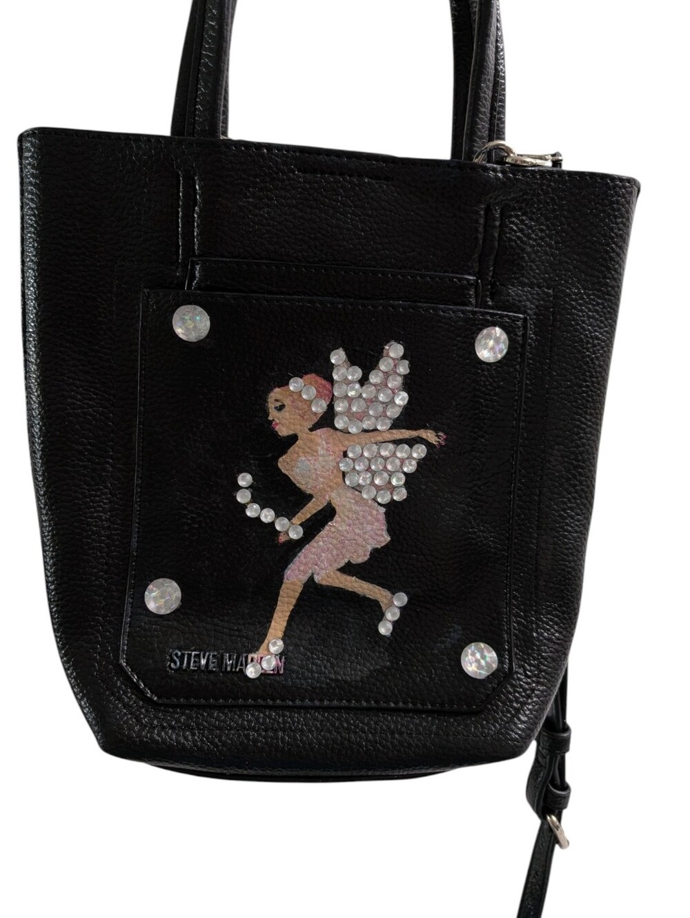 Fairycore Rhinestone Hand Painted Crossbody Bag Whimsical Cottagecore Purse - Picture 4 of 15